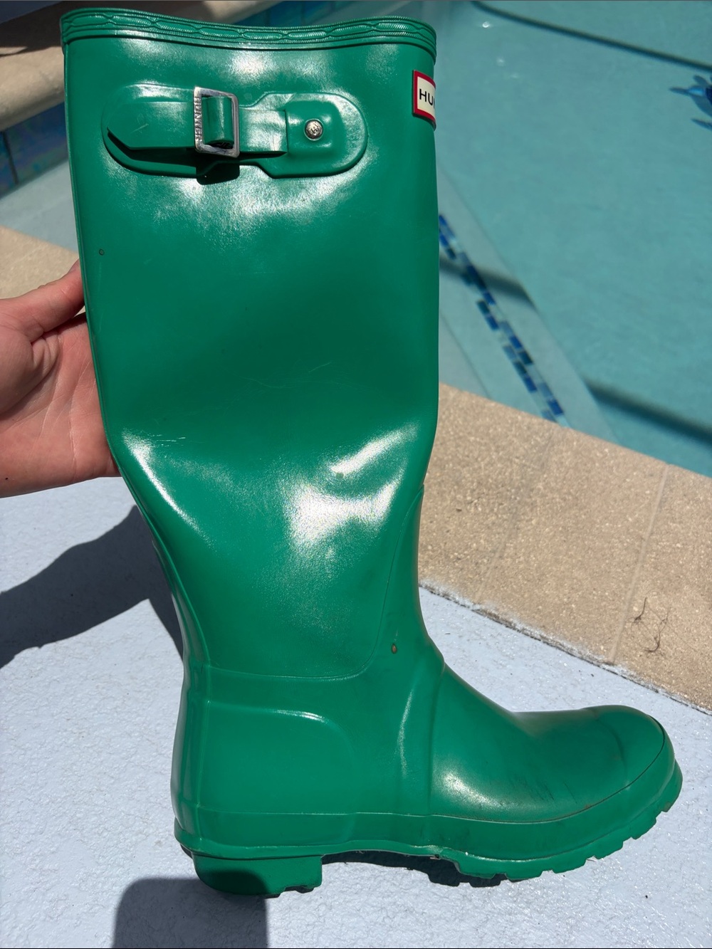 Hunter Green Tall Rain Boots - Emerald Green - Picture 8 of 11